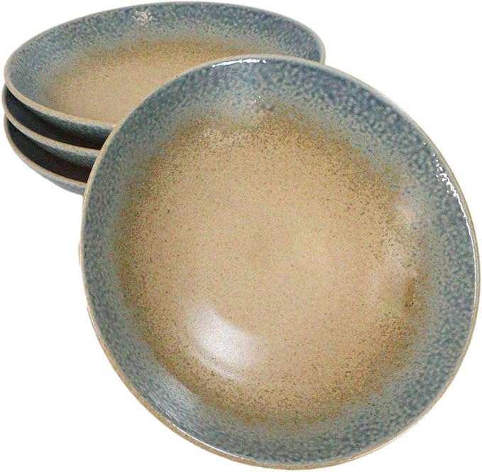 Ebros Gift Artistic Blue River Ao Nagashi Collection Dinnerware Serveware Kitchenware Set Asian Japanese Restaurant Supply (Pack Of 4 Large Ramen Soup Dinner Bowl 36oz)