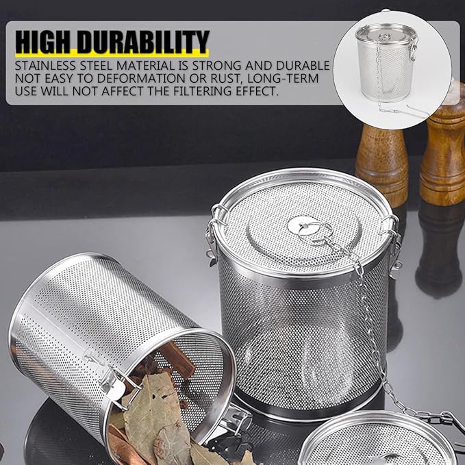 Stainless Steel Spice Filter Seasoning Strainer Cooking Spice Filter Loose Leaf Tea Infuser for Home Restaurant, 6.3x6.8 Inch