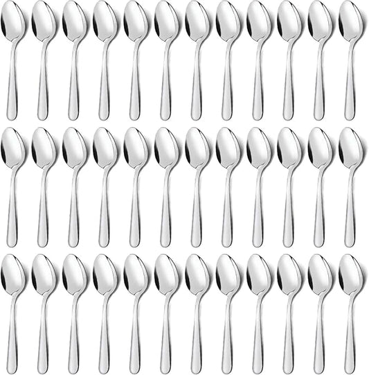 Unokit Spoons Silverware Set - 36-Piece (6.7 inch) Stainless Steel Dinner Dessert Spoons, Tablespoon, Silverware Spoons Only for Home, Kitchen or Restaurant - Mirror Polished, Dishwasher Safe