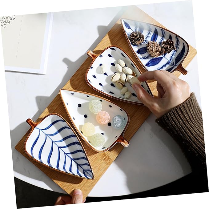 Alipis Mini Snack Dish Stylish Leaf Shape Appetizer Plates for Dipping Sauces for Entertaining Everyday Use Hand-painted Japanese Design