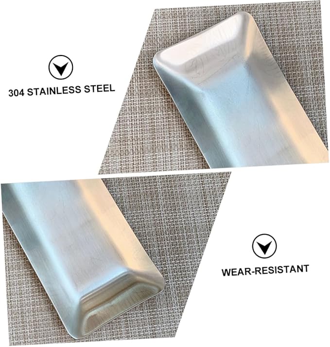 Cabilock Stainless Steel Plate Napkin Holder Diner Napkin Dish Silver Plate Trays for Hotel Bar