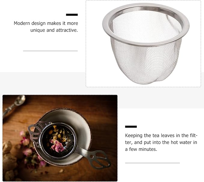 Tofficu Stainless Steel Tea Filter 2.55 Inch Metal Strainer Basket for Loose Leaf Tea Brewing and Teapot Filter Replacement