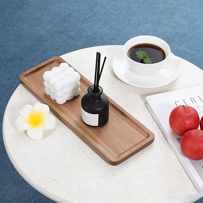 Small Wooden Tray Wooden Platters Rectangular Mini Serving Tray 11.4 x 4.2 inch Mini Charcuterie Boards Small Cheese Board for Food Countertop Organizer for Coffee Tables Dessert Snack Fruit