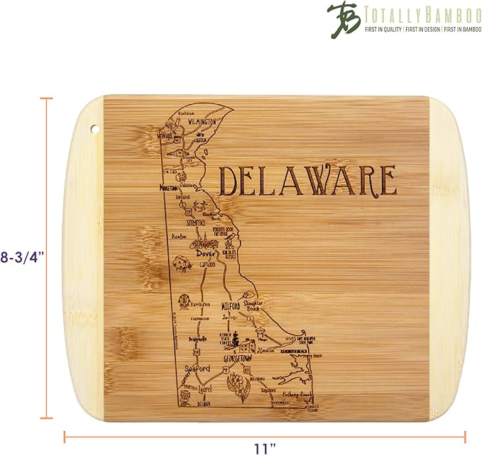Totally Bamboo A Slice of Life Delaware State Serving and Cutting Board, 11" x 8.75"