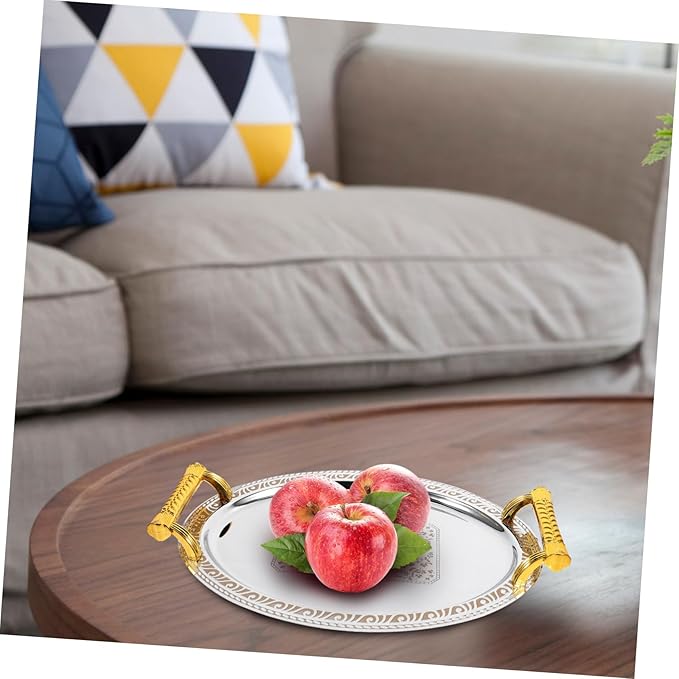 LIFKOME Elegant Oval Serving Tray Metal Snack Fruit Tray Desktop Dried Fruit Plate