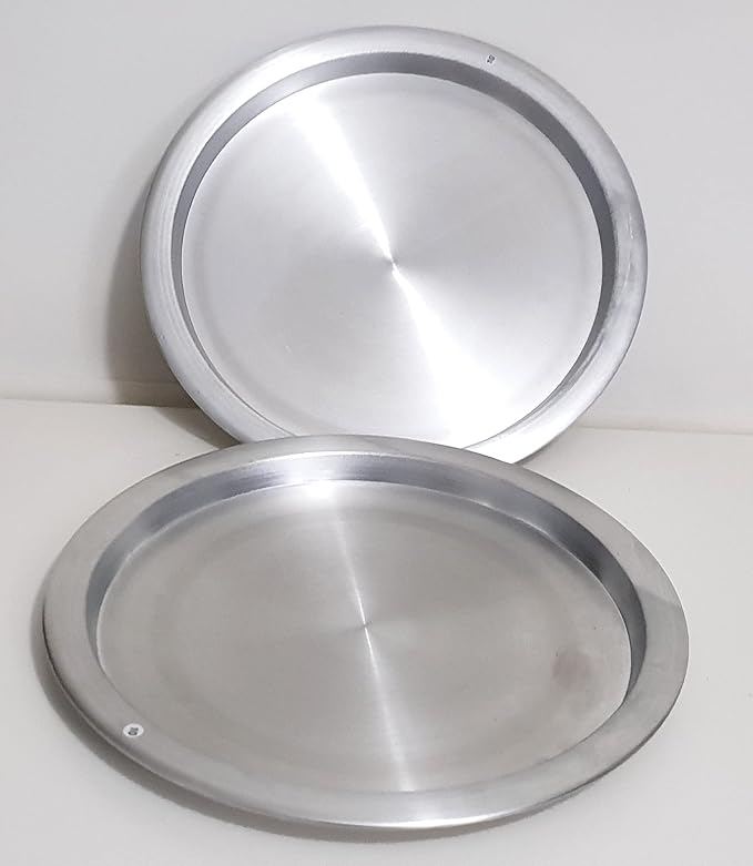 DLK - 2 x 13inch Aluminum Kunefe Tray, Kunafa Plate Set, Kunefe Pan Set of 2 for Sweet,Kunafeh or Kadaifi
