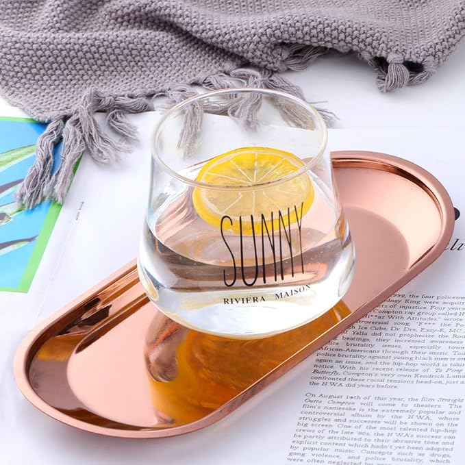 Buyer star Rose Gold 2PCS 9inch Stainless Steel Oval Tray Fruit Trays Storage Tray Dish Plate Cosmetics Jewelry Decorative Organizer
