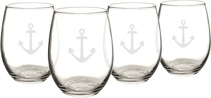 Cathy's Concepts Anchor Stemless Wine Glasses (Set of 4)