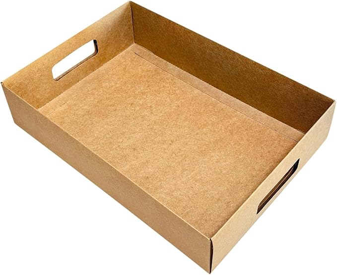 15-Pack 13" X 9" X 3" Brown Blyss Cookie Crate,Sturdy Cookie Serving Tray Great for Party Platters,Natural Kraft Paper Cardboard Tray use for Packaging and Hold Cookies,Take Out Container,Pack of 15