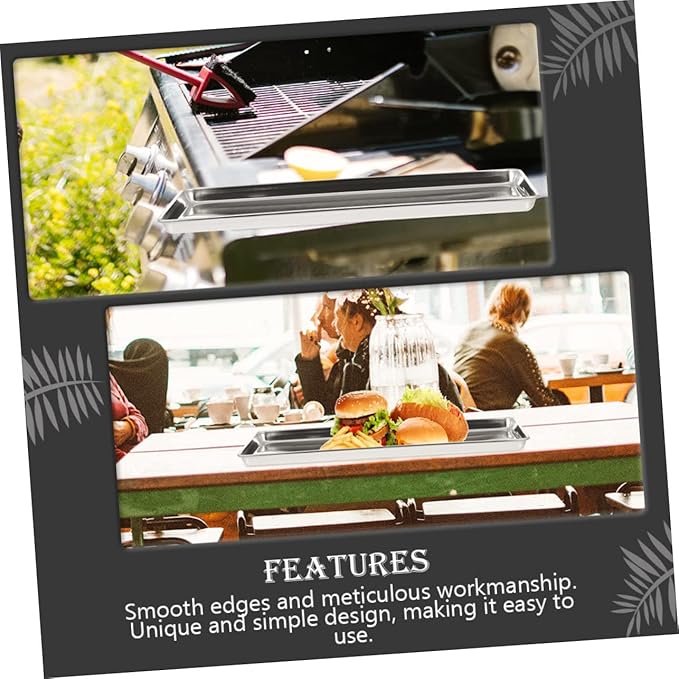 Stainless Steel Rice Noodle Dish Jewelry Tray Household Food Plate Sizzling Platter Kitchen Storage Tray Pot Banquet Plate Rectangular Griddle Cold Noodle Silver