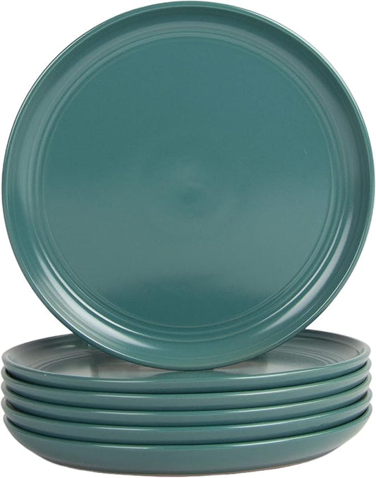 Double Line 8.25" Salad Plate, Set of 6, Emerald Green