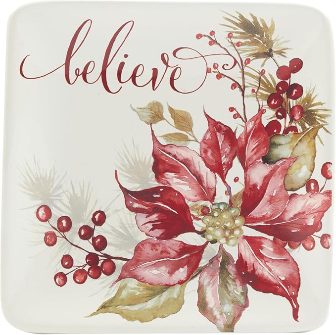 Certified International Winters Joy 6" Luncheon/Canape Plates, Set of 4 Assorted Designs, Multicolor, Small
