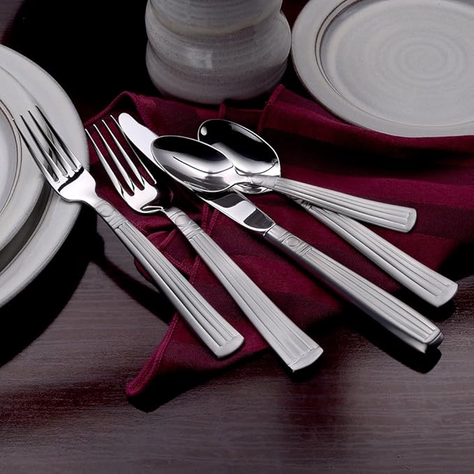 Liberty Tabletop Lincoln 65-piece 18/10 Flatware Set for 12, Includes Serving Pieces Made in USA
