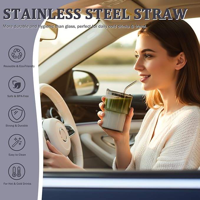 12 Packs Glass Tumbler with Lid and Straw Ice Coffee Cup Employee Christmas Appreciation Gift Ideas Bulk Team from Boss Best End Year Work Office Staff Coworker Team Group Colleague Teamwork Thank You