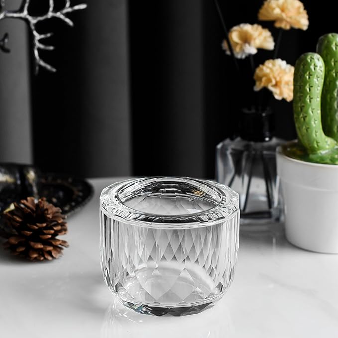kitCom Crystal Candy Dish With Lid Hand-Cut Home Decorative Jewelry Box Candy Jar W 3.9" x H 3.5", Comes With Gift Box