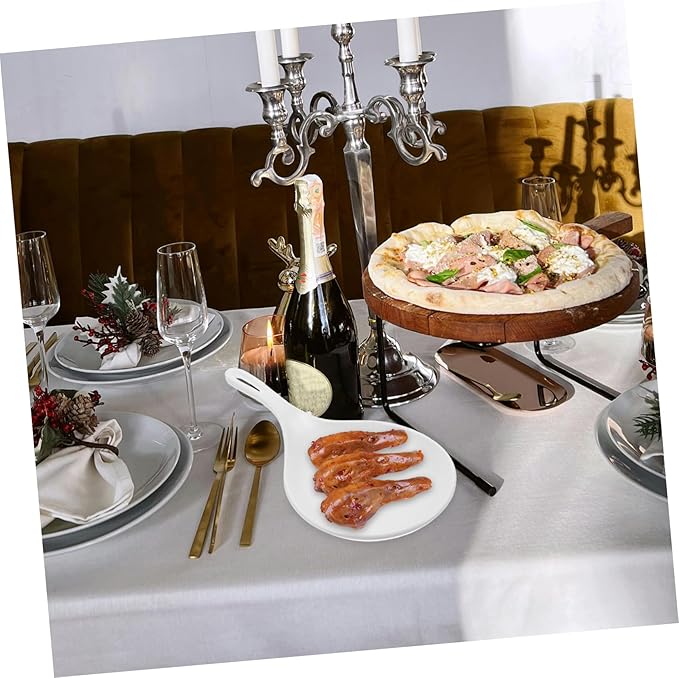 VALICLUD 2pcs White Handle Serving Platters Snack and Appetizer Plates Portable Sauce Dish for Family Gatherings Parties Weddings and Restaurants