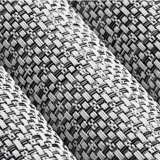 AHHFSMEI Placemats for Dining Table Set of 6 Woven Vinyl Plastic Place Mats Non-Slip Heat Insulation Stain Resistant Table Mats Washable Easy Clean Placemats (White Grey Silver)