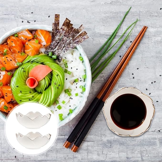 bowls,salad bowls,soup bowls, 2pcs Sauce Dishes Ceramic Seasoning Dipping Bowl Flower Shape Sushi Soy Dipping Bowl Appetizer Plates Serving Dish for Kitchen Home (Blue) Sushi Plates (Color : White,