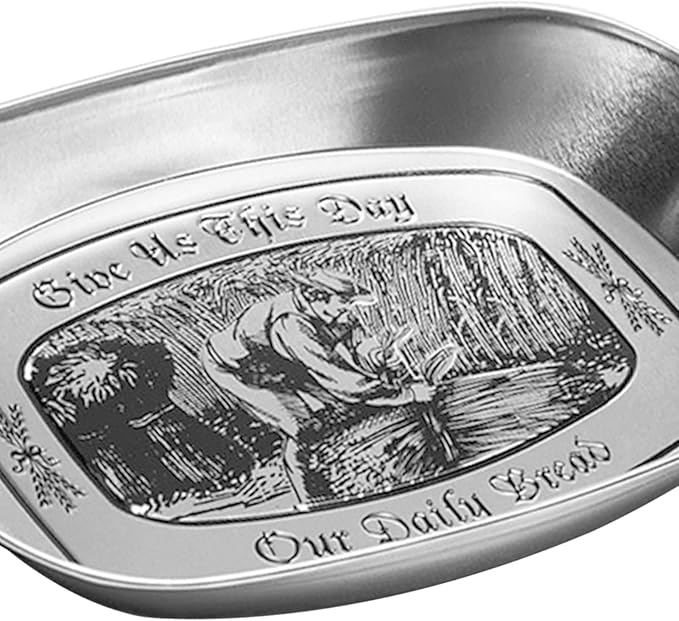 Portable Bread Tray, Oval Metal Picnic Plate Reusable Decorative Bread Serving Tray Multipurpose Tinplate Food Tray for Parties Gatherings (Harvest Style)