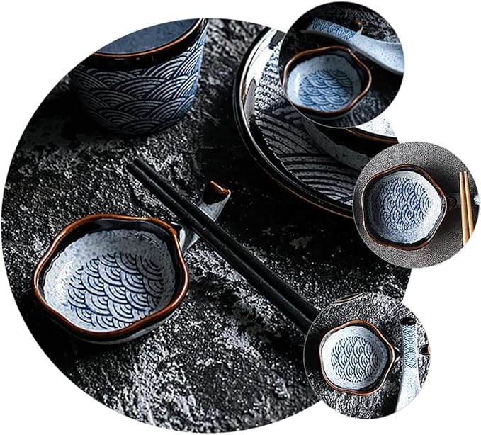 6 Pcs Japanese Dipping Dish Dessert Trays Vintage Tray Cutlery Tray Ceramic Chopsticks Rest Pottery Dip Bowls Ceramic Dip Bowls Appetizer Plates Flavor Dish Chopstick Rest