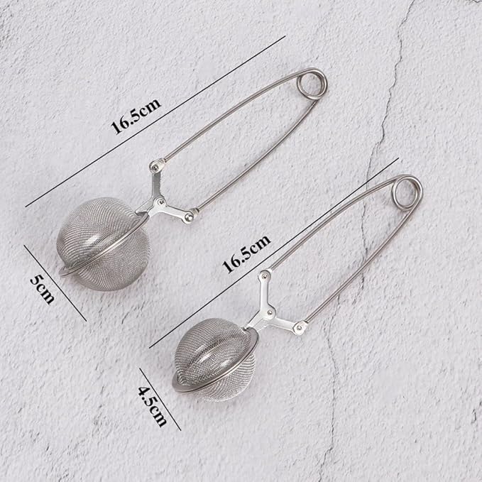 Silver Snap Ball Tea Strainer with Handle,Tea Strainer Ball Stainless Steel Tea Infuser Filter for Loose Leaf Tea Spices Seasonings Kitchen and Dining (Large)