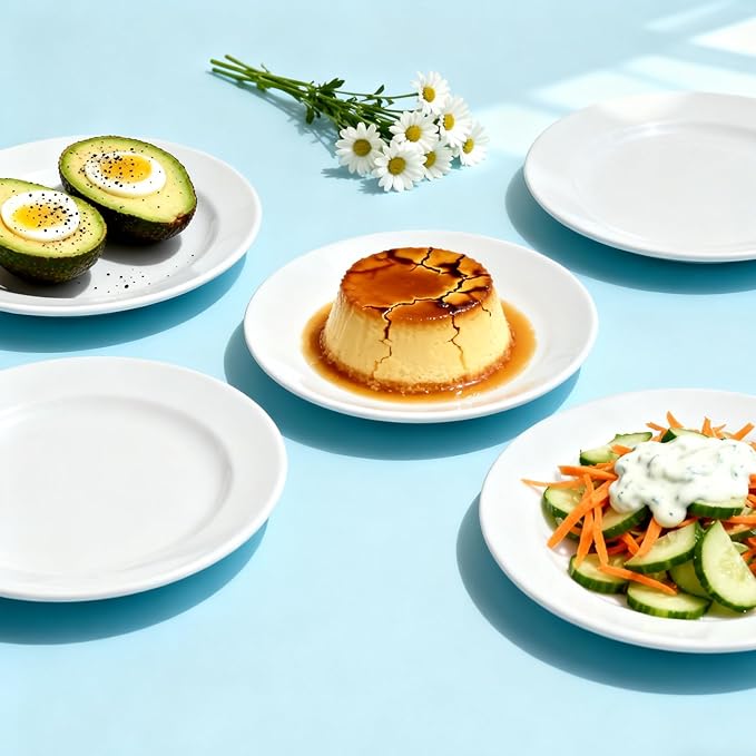 18 Pcs Porcelain Dessert Plates,7 Inch White Dinner Plates,White Salad Plate,Ceramic Appetizer Plate,Porcelain Serving Dishes for Snack, Bread, Fruit, Microwave & Dishwasher Safe