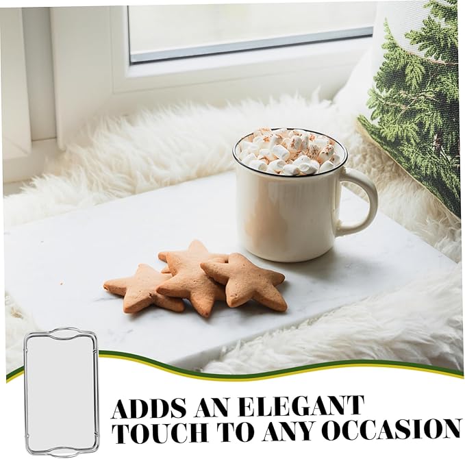 Portable Stainless Steel Tray Rectangular Serving Dish Handles for Fast Food Cafeteria and Daily Use