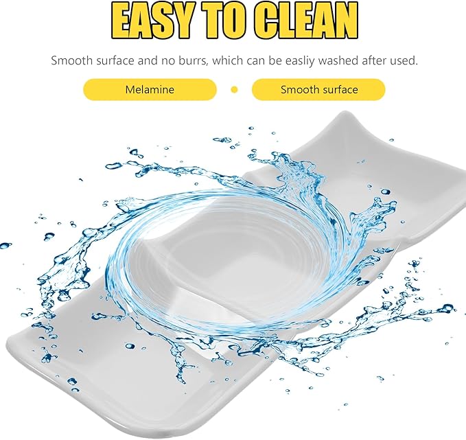 STOBAZA Three-Grid Ceramic Dipping Sauce Dish 9.84X3.54X0.98In Reusable Appetizer Serving Plate for Kitchen Dining Table Condiment Storage