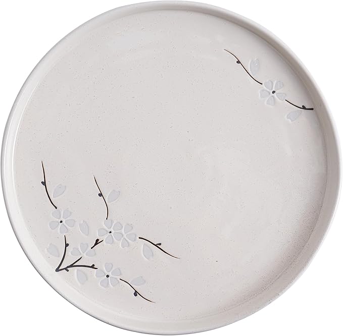 Ceramic Appetizer Plates, 8 Inch Dessert Plates/Salad Plate, Small Dinner Plates for Snacks, Side Dishes, Round Serving Plates (24, White Sakura)