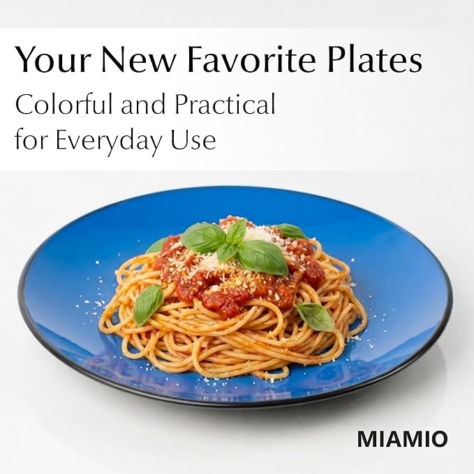 MIAMIO – 6 x Plate/Dinner Plate Set Stoneware Ceramic Tableware Set - Le Papillon Collection (Blue, 10 Inch)