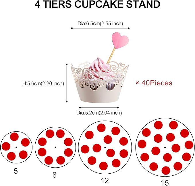 Cupcake Stand with Base, 4-Tier Round Acrylic Cupcake Display Stand Dessert Tower Pastry Stand Premium Cupcake Holder for Wedding Birthday Theme Party - Transparent