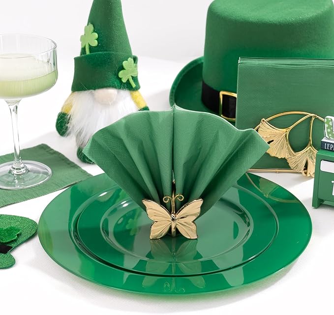 FLOWERCAT 100-Count 2-Ply Dark Green Napkins - Green Napkins Disposable Premium Quality - 5" x 5" Green Paper Napkin for Birthday Party,Bar,Super Bowl,Weddings&St.Paytick's Day