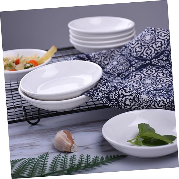 6pcs Ceramic Sauce and Vinegar Dipping Plates Small Condiment Dishes for Home and Restaurant Use Simple Design for Snacks and Sauces Appetizer Plates