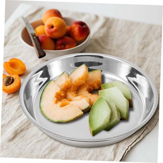 4pcs Stainless Steel Liangpi Plate Silver Slim Plate for Snacks Multi-function Serving Tray