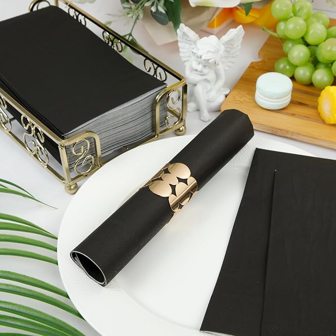 BUCLA 400-Count 3-Ply Black Paper Napkins - Black Napkins Disposable Premium Quality, Soft, Absorbent for Kitchen, Party Halloween & New Year