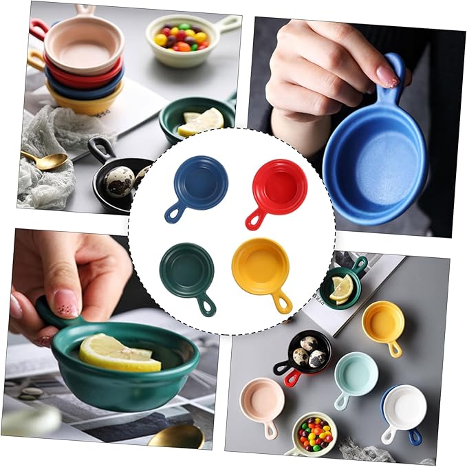 4pcs Dessert Tray Japanese Style Ceramic Plates Lids for Condiments Snacks
