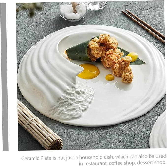 Ceramic Serving Plate for Appetizers and Cold Dishes Unique Pattern -inch Porcelain Dish for Parties and Home Use