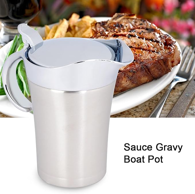 Thermal Sauce Boat Jug, Stainless Steel Gravy Boat, Insulated Sauce Pot, Suitable for Daily Use In Home and Professional Kitchens (Large size 750ml)