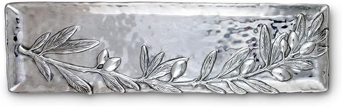 Arthur Court Olive Pattern Sand-Cast Aluminum Oblong Serving Tray/Platter 19 inch x 5.5 inch