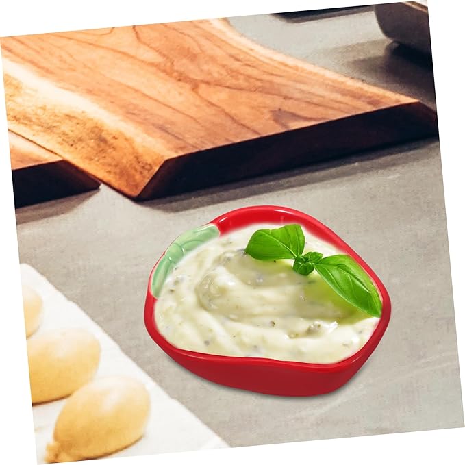 Alipis Strawberry-Shaped Ceramic Dipping Dish Small Sauce Plate for Seasoning Appetizers and Desserts Unique Kitchenware for Home Use