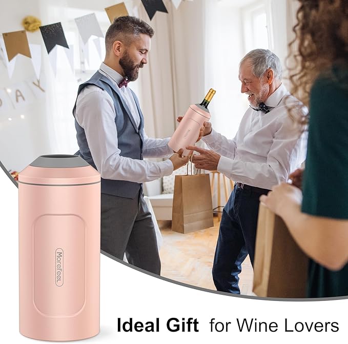 Wine Chillers for Bottles-Ideal Gift for Wine Lover, Stainless Steel Portable Champagne Cooler Sleeve Bucket-Double Walled Vacuum Insulated for Most 750ml Bottles with Long-Lasting Temperature Control