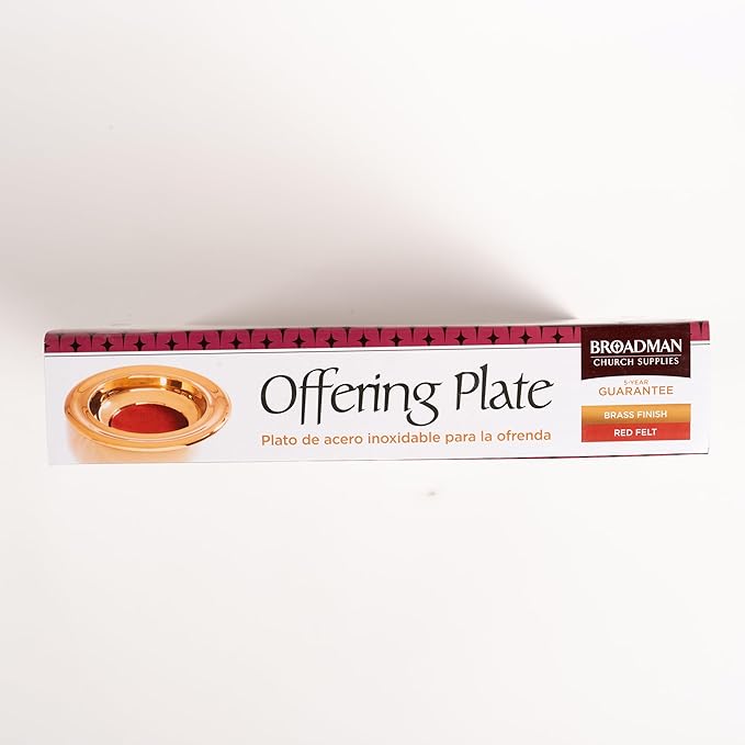 BROADMAN CHURCH SUPPLIES RemembranceWare Offering Plate, Brass with Red Felt