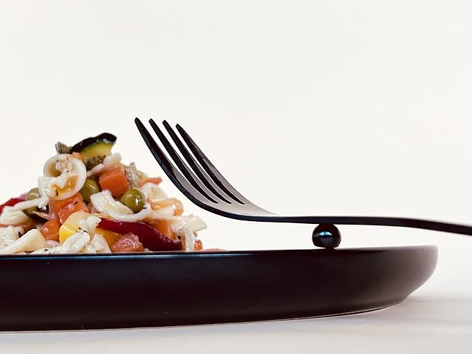 iFork BLK Collection Stainless Steel Flatware Serving Set Rises Off Tables and Surfaces. Elegant Handmade Tableware/Silverware for Home Kitchens and Restaurants | 3 Pieces iFork iSpoon iKnife Utensils