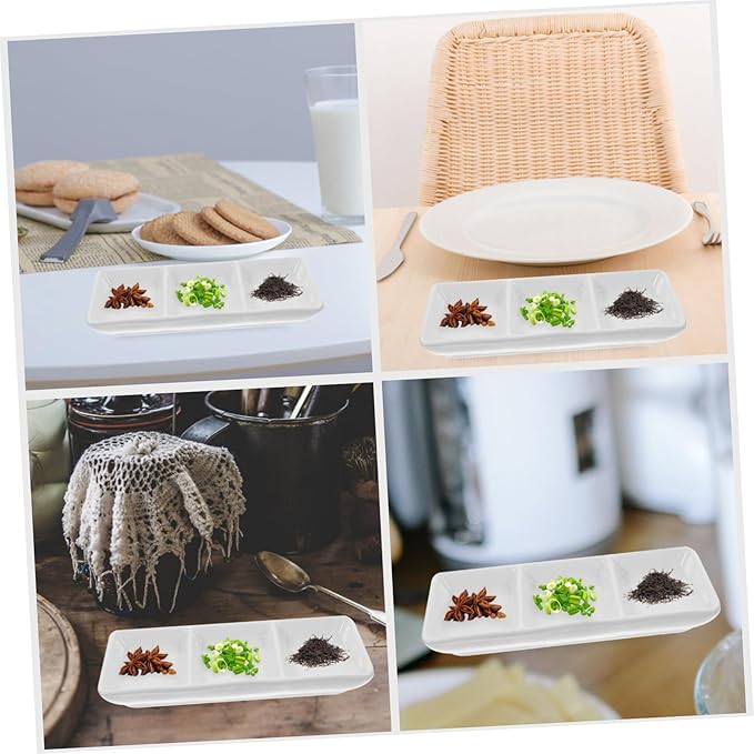 2Pcs Ceramic Snack Plates Rectangular Dishes for Dipping Seasoning and Appetizers Versatile Use for Home School and Restaurants