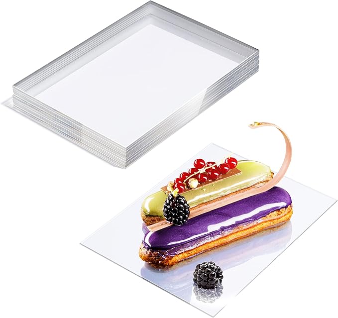 Clear Acrylic Dessert Plates, 24 Pack Elegant Appetizer Serving Platter Tray Plates for Food Display at Christmas, Thanksgiving, Wedding, Parties & Fine Dining Restaurant| 5 x 7 in. 1 MM thick
