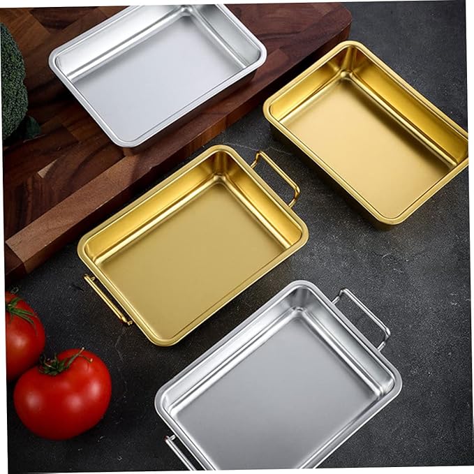 PRETYZOOM Stainless Steel Refreshments Tray Silver Tray Handles Easy to Use Safe