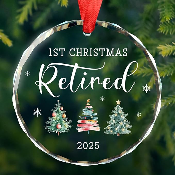 Retirement Gifts for Women, 1st Christmas Retired 2025 Christmas Ornament, Happy Retirement Keepsake for Women Coworker, Boss, Teacher, Nurse, Mom, Friend Retired Gift Ornament