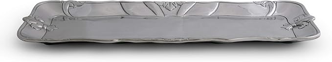 Arthur Court Designs Aluminum Metal Fleur-De-Lis Oblong Food Serving Tray Centerpiece 18 inch x 7 inch