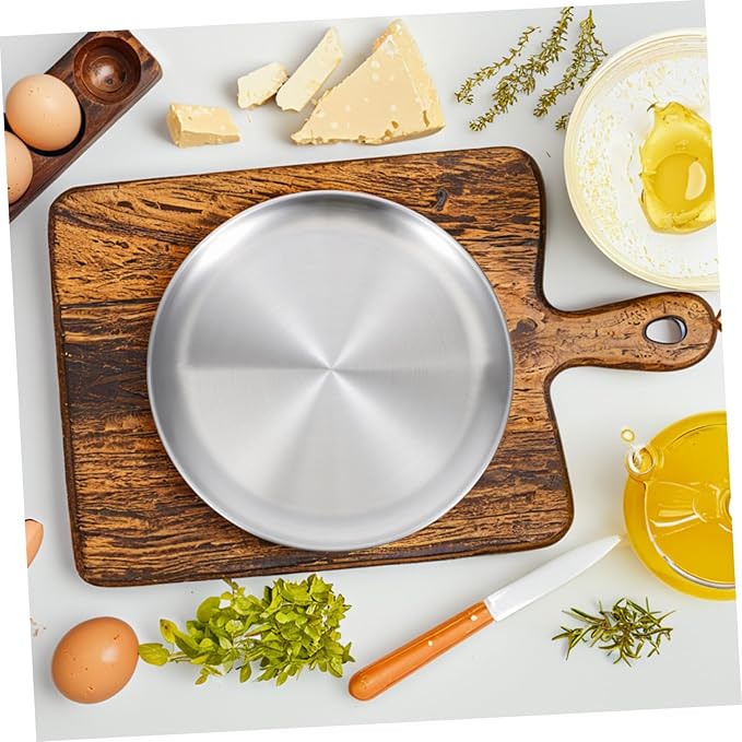 GLEAVI 1pc Fruit Tray Serving Platter Platters with Charcuterie for Grill Large Round Divided Serving Tray and Dish Fruits Key Outdoor Black Dinner Trays Meat Plate Stainless Steel