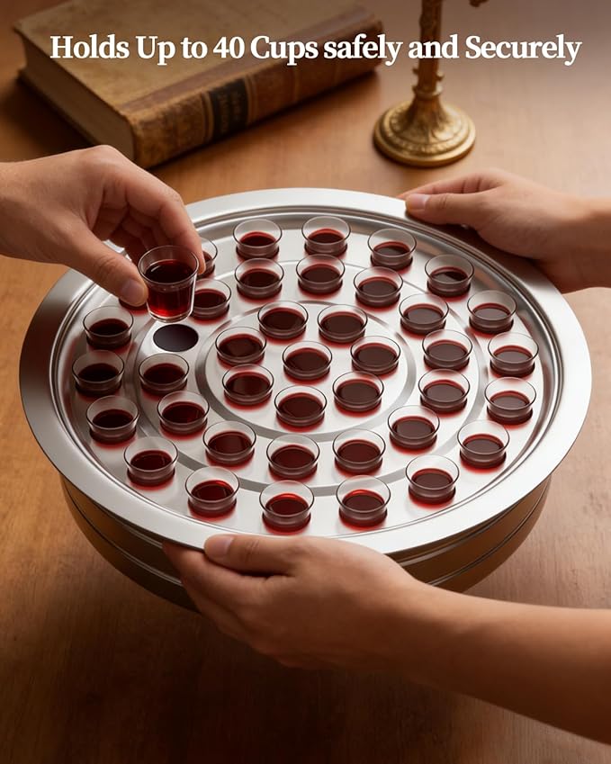 Communion Cup Tray for Churches Stainless Steel Holy Tray for 40 Cups Church Communion Supplies Ware